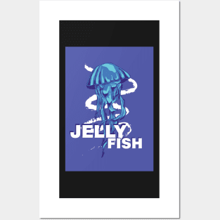 Jellyfish in Deep Blue Posters and Art